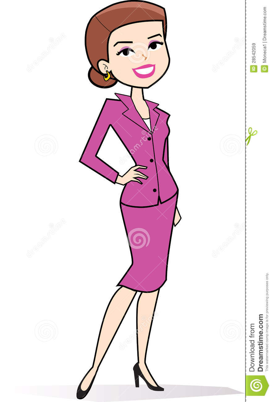 Cartoon Woman Clipart In Retro Style Drawing Royalty Free Stock Images