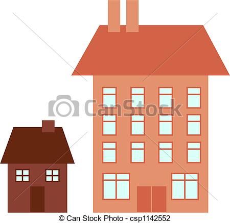 Clip Art Of Big House Little House   A Little Tiny House Standing Next    