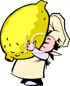 Clipart Picture Of A Chef Carrying A Huge Lemon