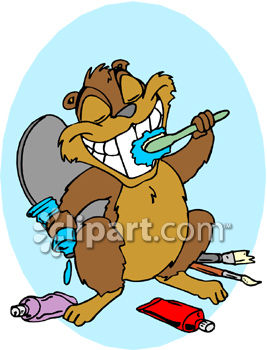 Clipart Picture Of A Chipmunk Brushing His Teeth With Paint