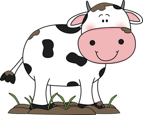 Cow In The Mud Clip Art Image   Cute White Cow With Black Spots