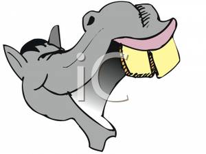     Laughing Horse With Two Teeth Showing   Royalty Free Clipart Picture