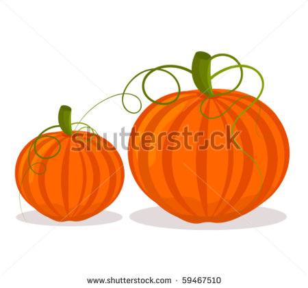 Two Pumpkins Big And Small Over White Stock Vector 59467510