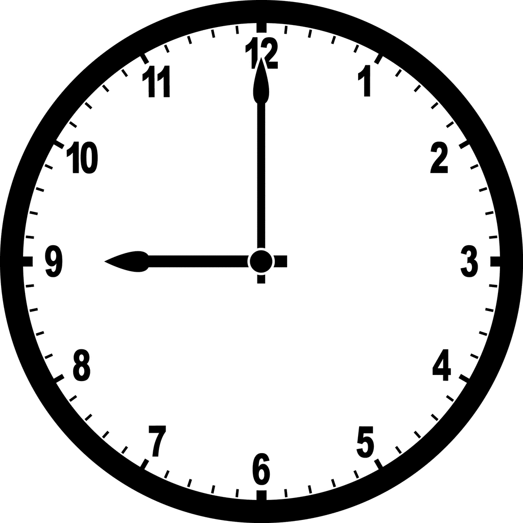 Clock 9 00   Clipart Etc