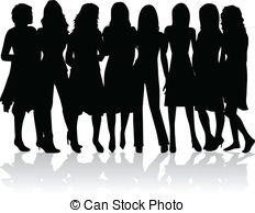 Group Of Women   Black Silhouettes Stock Illustration