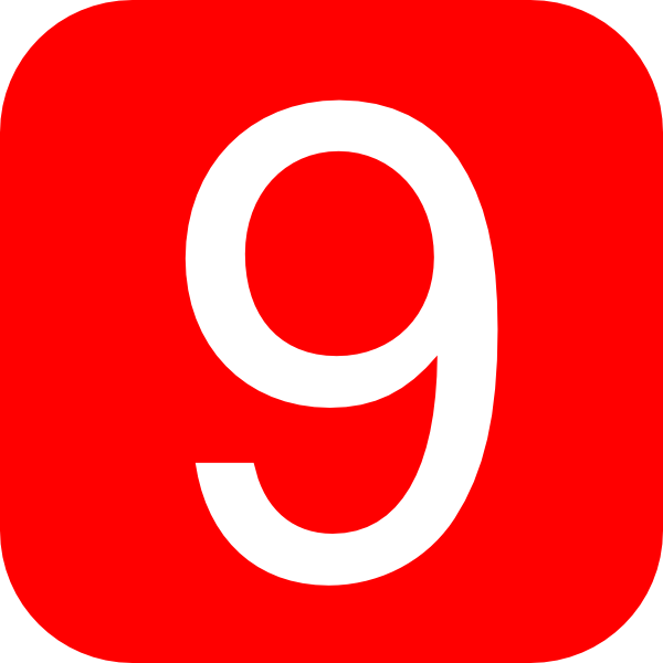Red Rounded Square With Number 9 Clip Art At Clker Com   Vector Clip