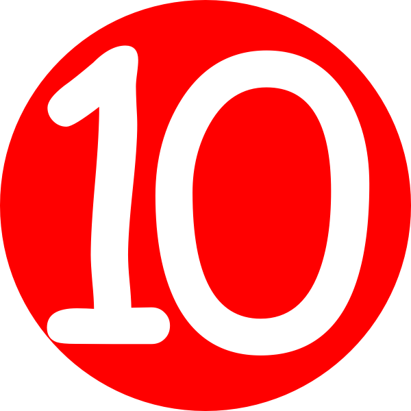 Red Roundedwith Number 10 Clip Art