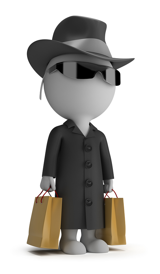 3d Small Person   Mystery Shopper In A Black Coat Sunglasses Hat