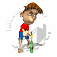 Boy Lighting Bottle Rocket Animated Clipart