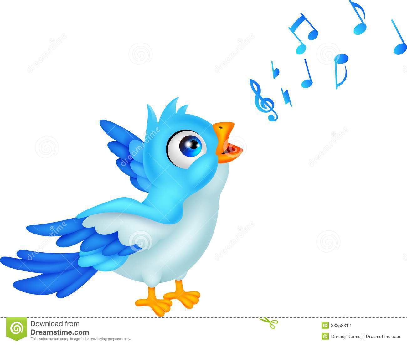 Cartoon Blue Bird Sing Stock Photography   Image  33358312