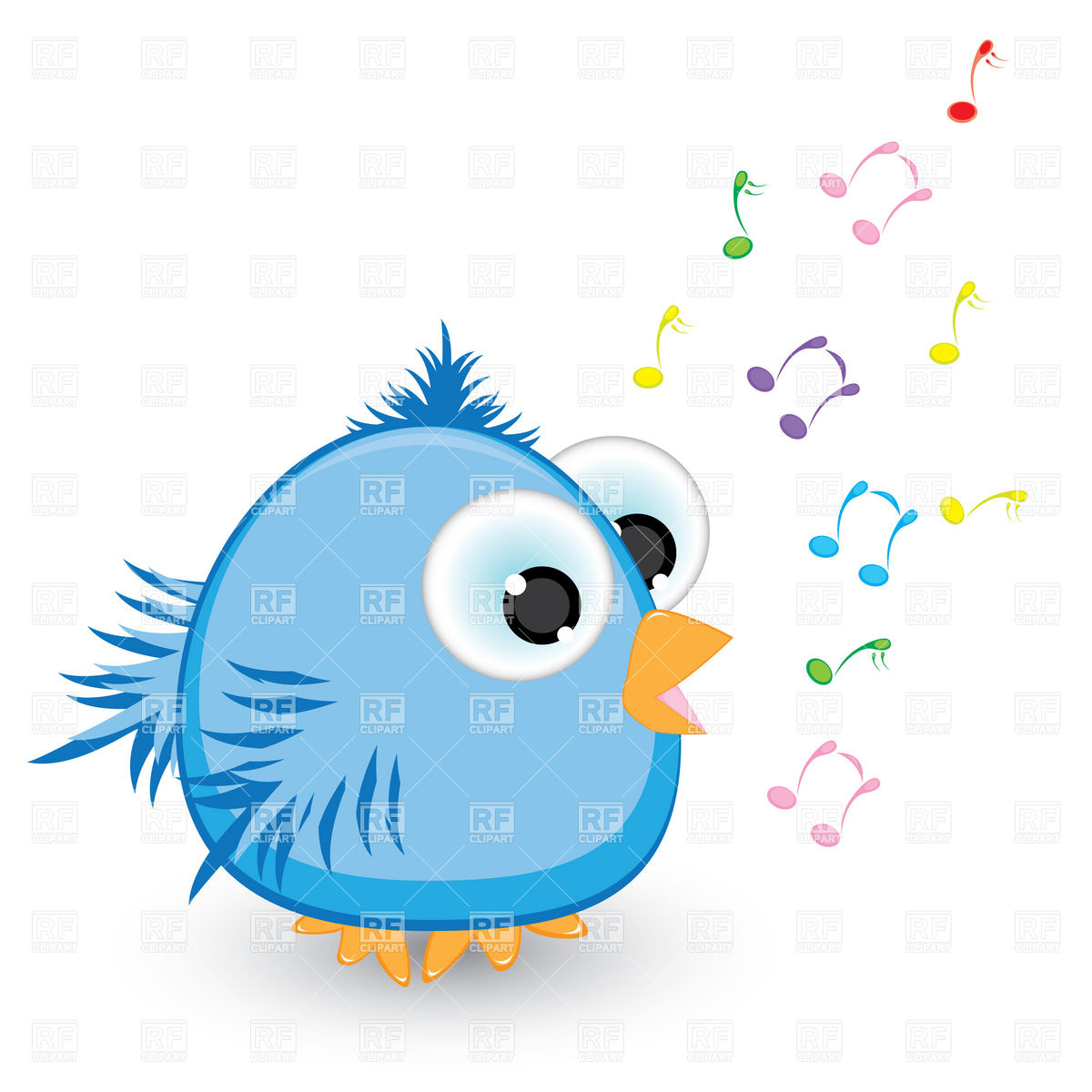 Cartoon Blue Singing Bird 8323 Plants And Animals Download Royalty
