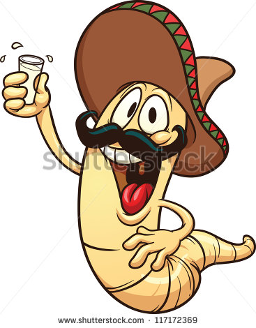 Cartoon Tequila Worm  Vector Clip Art Illustration With Simple