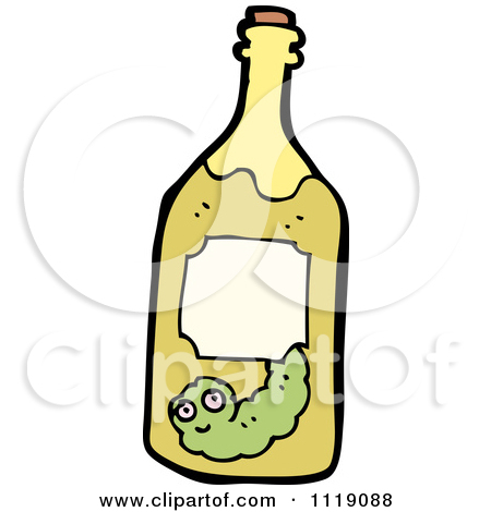 Cartoon Worm In A Tequila Bottle 1   Royalty Free Vector Clipart By