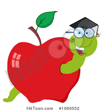Clip Art Illustration Of A Student Worm In An Apple   2  1060552