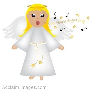 Clip Art Of A Cute Little Angel Girl Singing Hark The Herald Angels