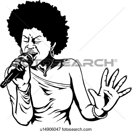 Clip Art Of Illustration Lineart Singer Sing Singing Woman Music