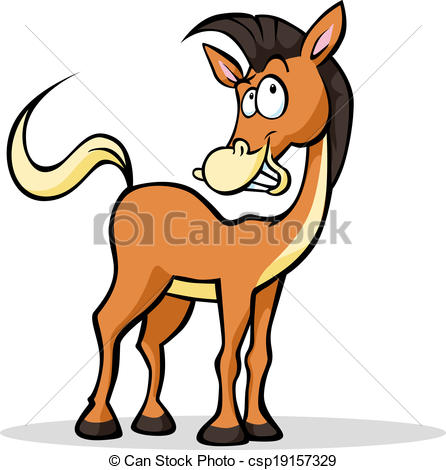 Funny Horse Cartoon Standing And Smiling Csp19157329   Search Clipart    