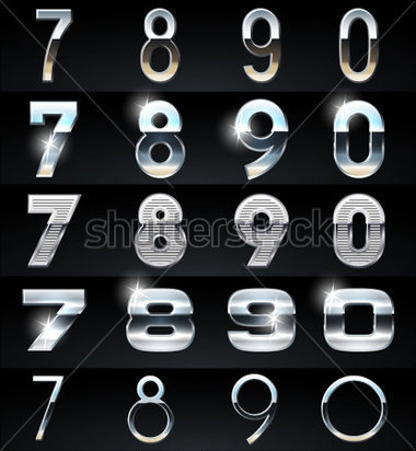     Huge Silver Chrome And Aluminium Vector Alphabet Set  4 Types  Set   9