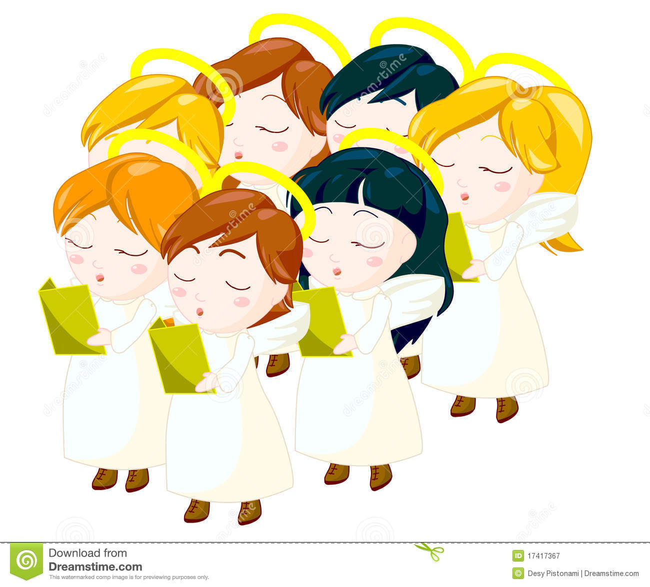 Illustration Of Angels Kids Singing Carols  Clipping Path Included