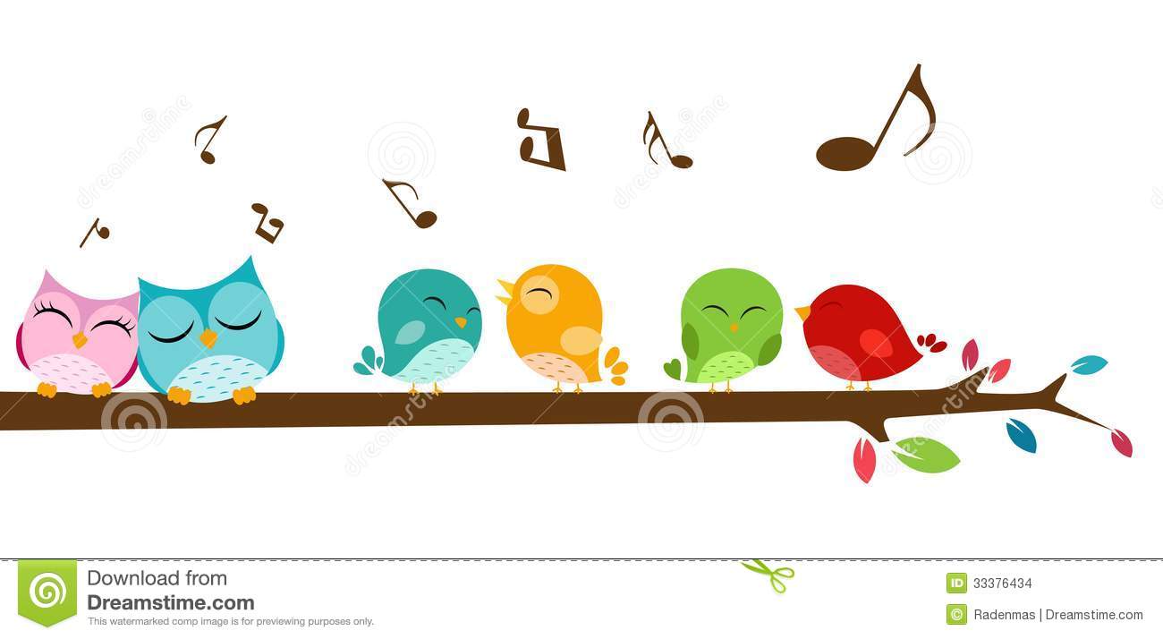 Illustration Of Birds Singing On The Branch