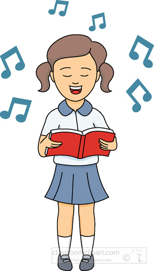 Music   Girl Singing From Hymn Book   Classroom Clipart