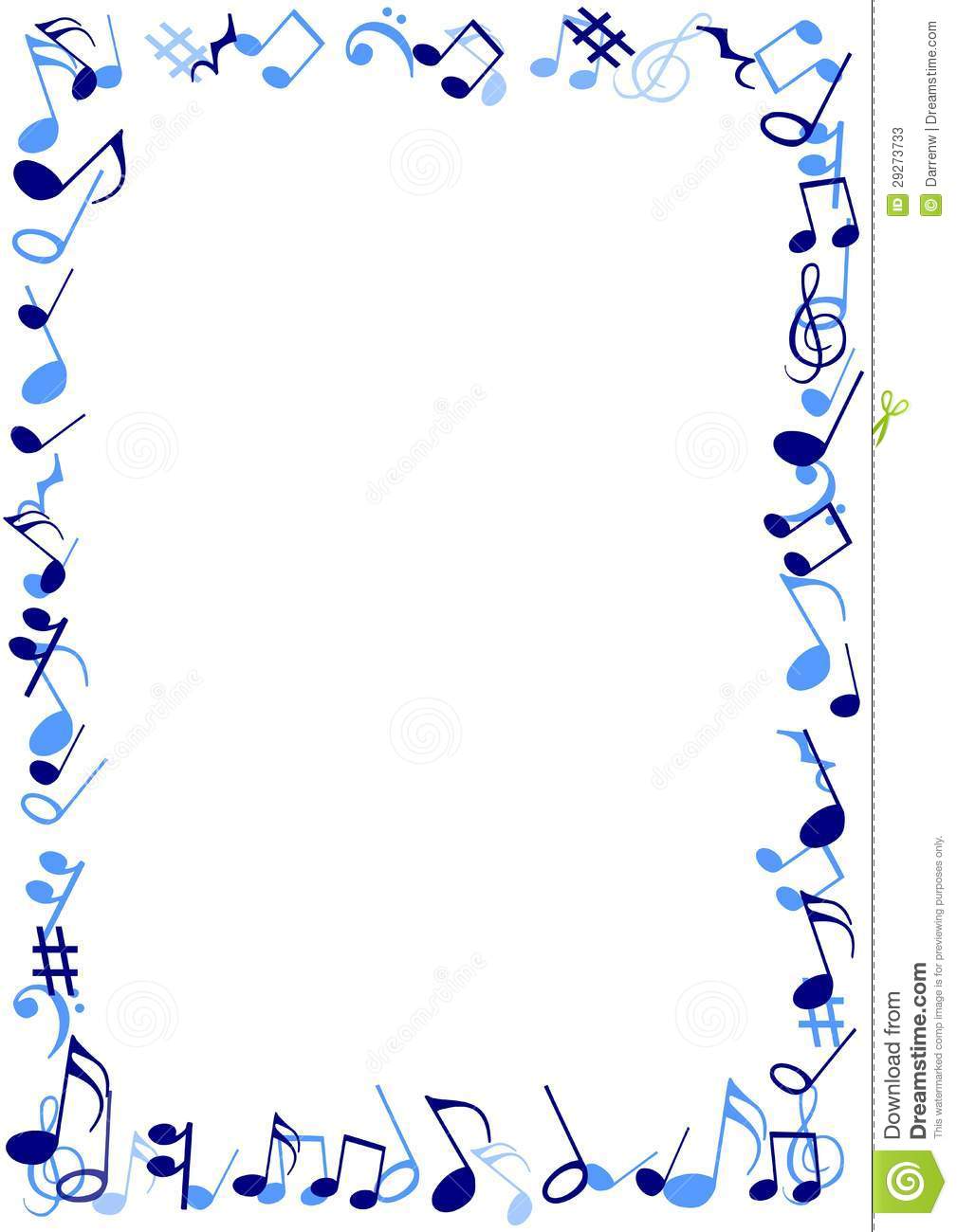 Music Note Border Stock Vector Clipart A Made Up Of Blue Pictures