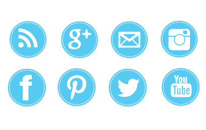 Similar To Blue Stitched Social Media Icons Digital Clipart On Etsy