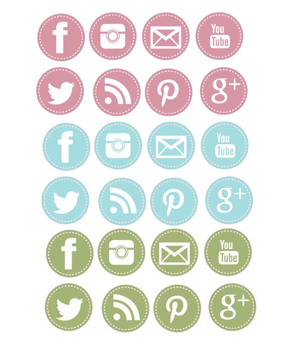 Stitched Social Media Icons Digital Clipart