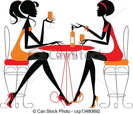 Vector   Women Sharing A Bottle Of Wine   Stock Illustration Royalty