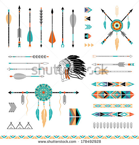 Arrows Indian Elements Aztec Borders And Embellishments   Stock    