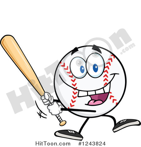 Baseball Clipart  1243824  Cartoon Baseball Character Batting By Hit    