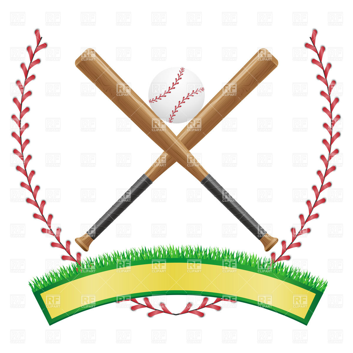 Baseball Emblem With Banner Ball And Baseball Bats 19097 Sport And