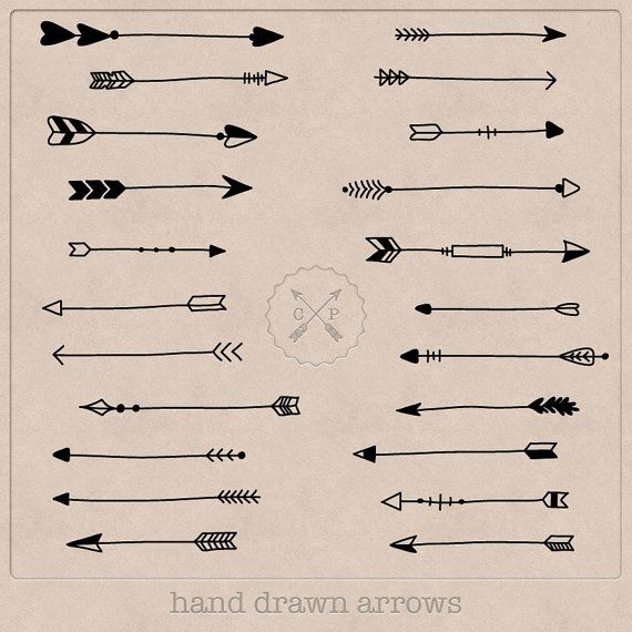 Black Hand Drawn Arrows Clipart  A Set Of 22   Use Them For    