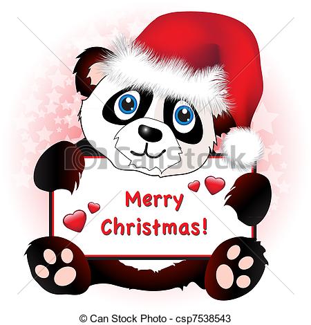 Christmas Panda With Heart Banner   Csp7538543