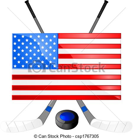 Clipart Vector Of Us Hockey   Illustration Of Hockey Sticks Puck And