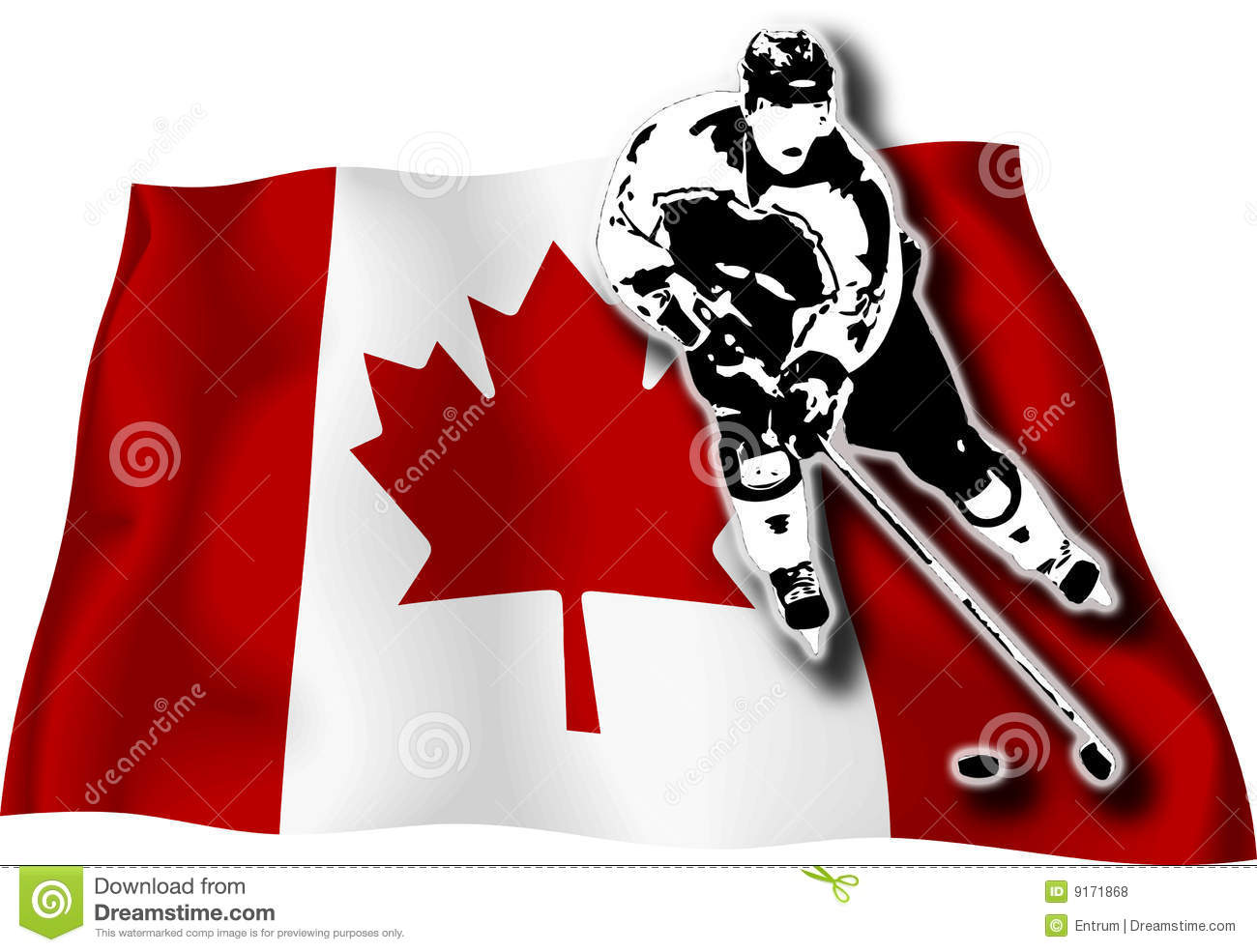 Hockey Player On Canadian Flag Royalty Free Stock Photos   Image