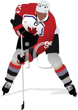 Image Of A Man Playing Ice Hockey In A Vector Clip Art Illustration