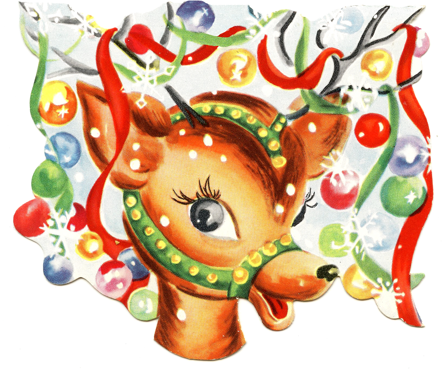 Retro Christmas Image   Colorful Cute Reindeer   The Graphics Fairy