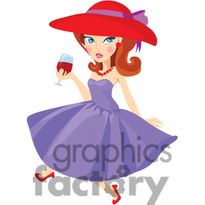 Royalty Free Girl Having A Glass Of Wine Clipart Image Picture Art