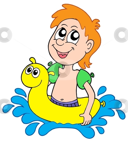 Small Swimmer Stock Vector Clipart Small Swimmer In Swimming Ring