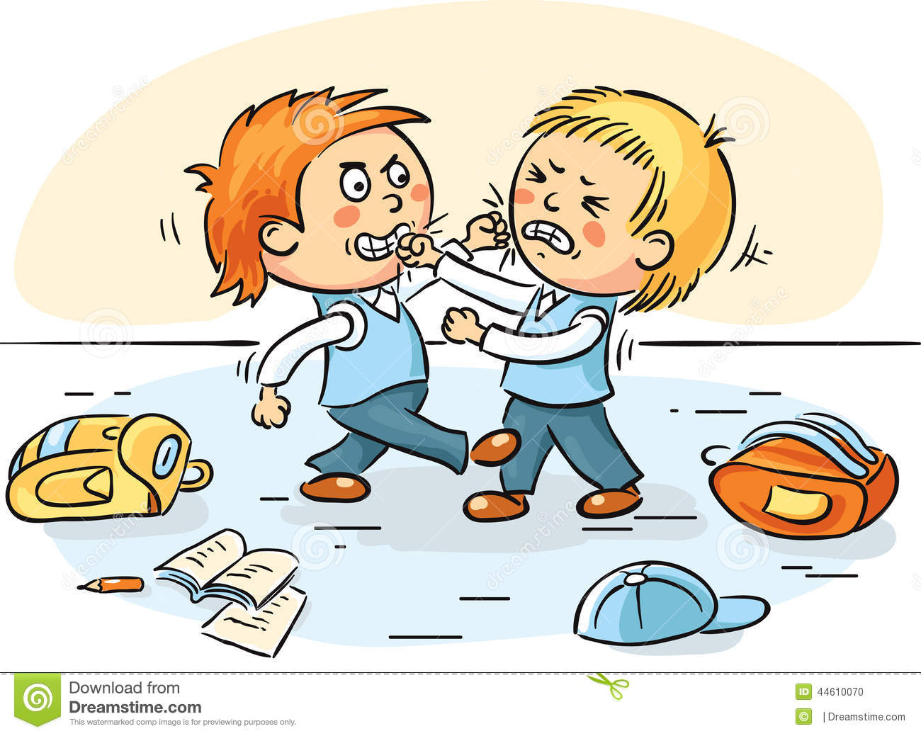 Stock Vector  Two Schoolboys Are Fighting