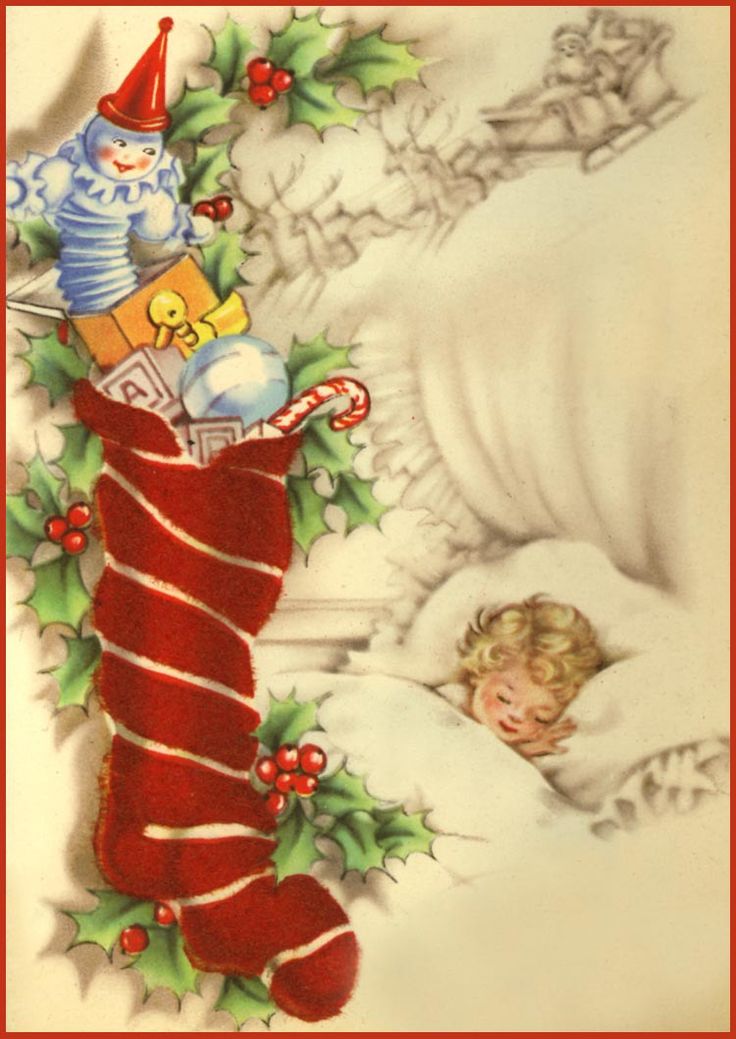 Vintage Christmas Clip Art   Clip Art Of A Christmas Stocking Vintage