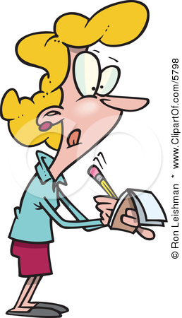 5798 Blond Woman Taking Notes Clipart Illustration