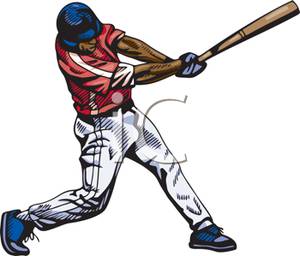Batter Batting In A Baseball Game   Royalty Free Clipart Picture