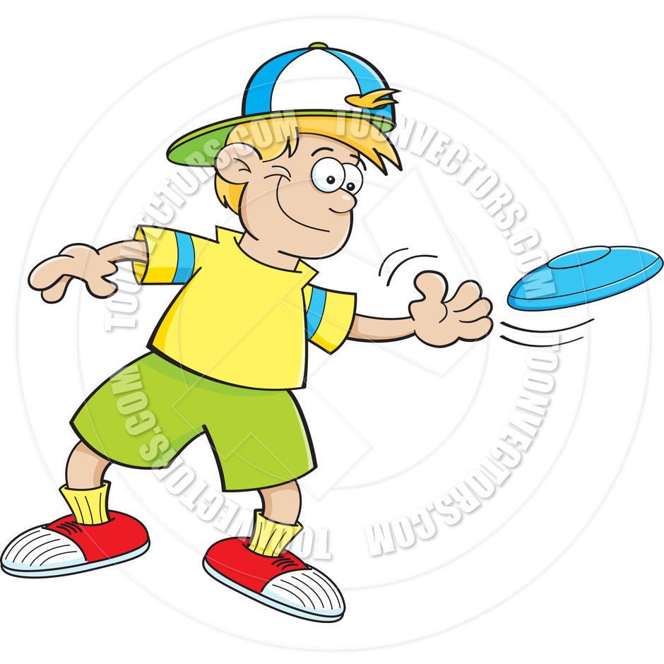 Cartoon Boy Playing With A Frisbee By Kenbenner   Toon Vectors Eps    