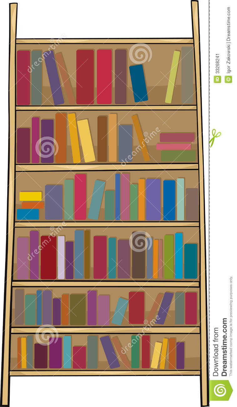 Cartoon Illustration Of Book Shelf Or Bookcase Clip Art
