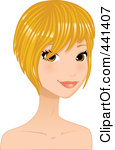 Clip Art Illustration Of A Beautiful Young Woman With Short Blond Hair