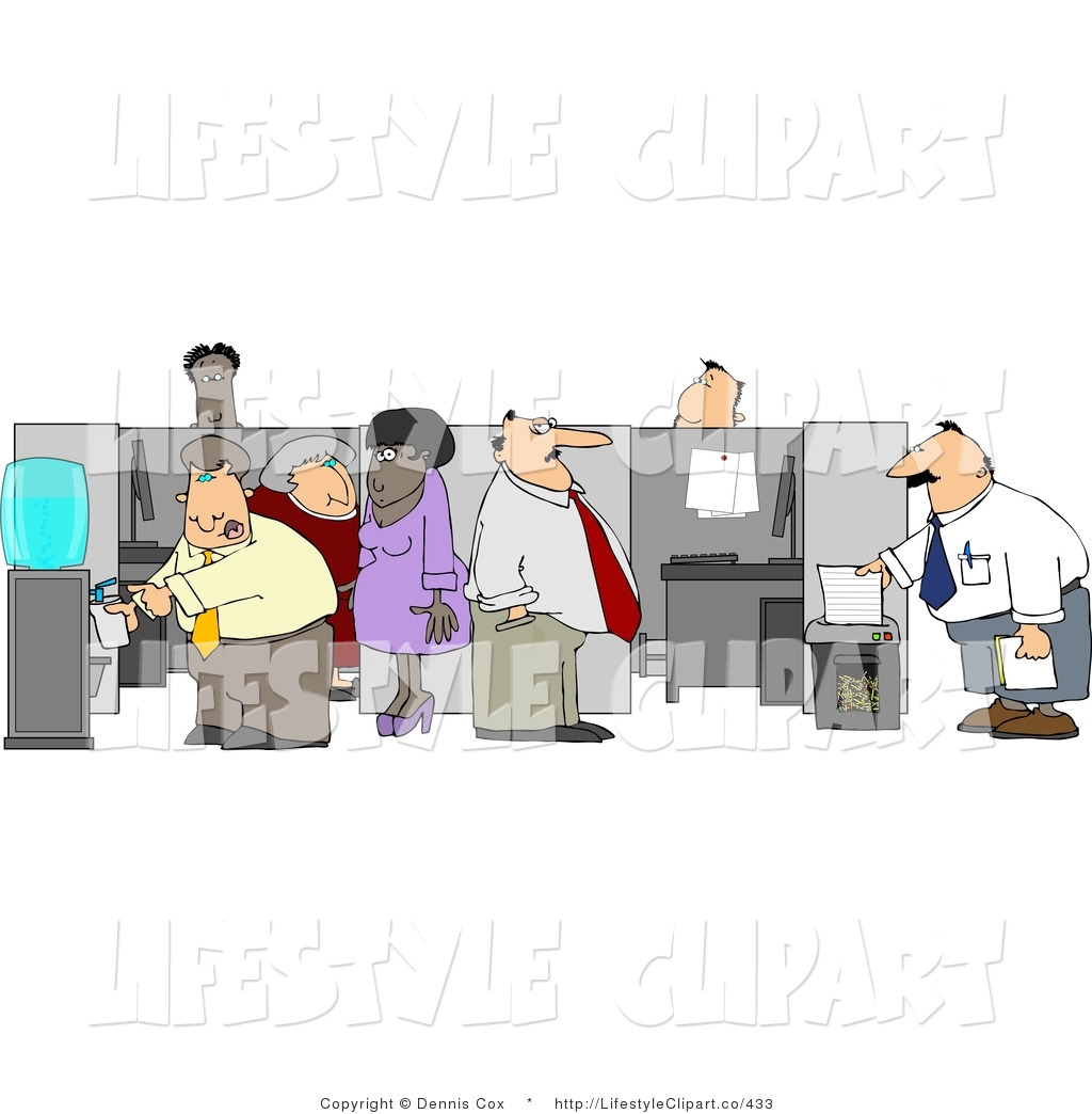 Clip Art Of A Diverse Group Of Office Employees Doing Their Daily