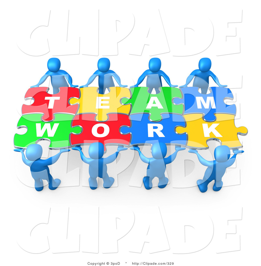 Clip Art Of Blue 3d People Working Together To Hold Colorful Pieces Of