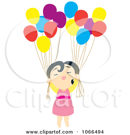 Clipart Asian Girl With Balloons   Royalty Free Vector Illustration By